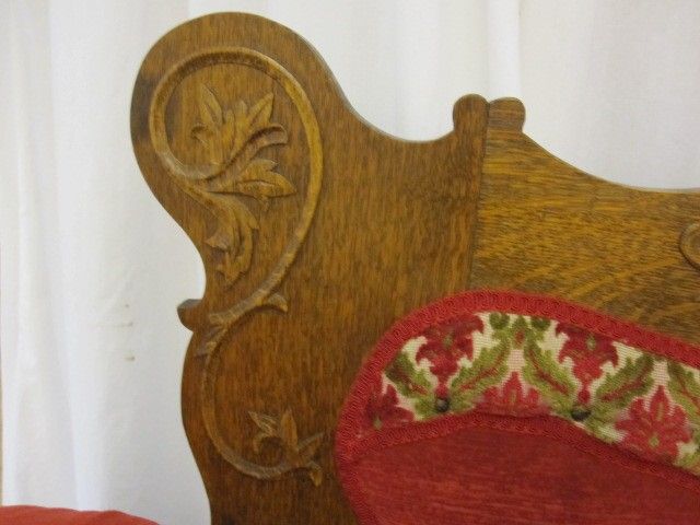 Antique 1800s Lounge Chaise Sofa Unfolds to Bed Extra Nice Oak & Upholstery NICE Antique 1800s Lounge Chaise Sofa Unfolds to Bed Extra Nice Oak & Upholstery NICE