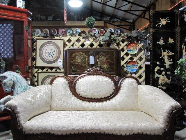 Antique Hollywood Nouveau Style Cameo Sofa w Fresh Upholstery BEAUTIFULLY DONE Antique Hollywood Nouveau Style Cameo Sofa w Fresh Upholstery BEAUTIFULLY DONE