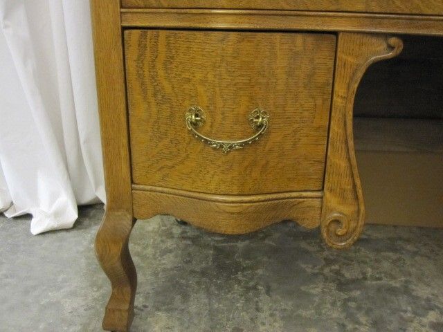 Antique Oak Vanity Dresser w Oval Wall Mirror Great Condition Serpentine Style Antique Oak Vanity Dresser w Oval Wall Mirror Great Condition Serpentine Style