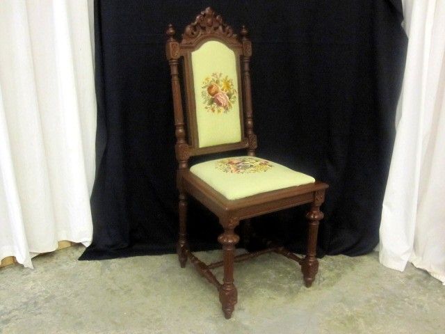 Antique Victorian Style Needlepoint Cushioned Side Chair Great Condition c1913 Antique Victorian Style Needlepoint Cushioned Side Chair Great Condition c1913