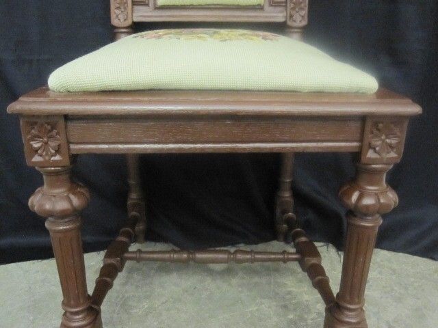 Antique Victorian Style Needlepoint Cushioned Side Chair Great Condition c1913 Antique Victorian Style Needlepoint Cushioned Side Chair Great Condition c1913