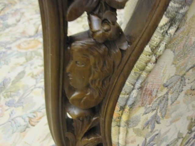 Antique Rococo Revival Style 1912 Sofa w Button Tuft Upholstery & Rosewood Frame Antique Rococo Revival Style 1912 Sofa w Button Tuft Upholstery & Rosewood Frame