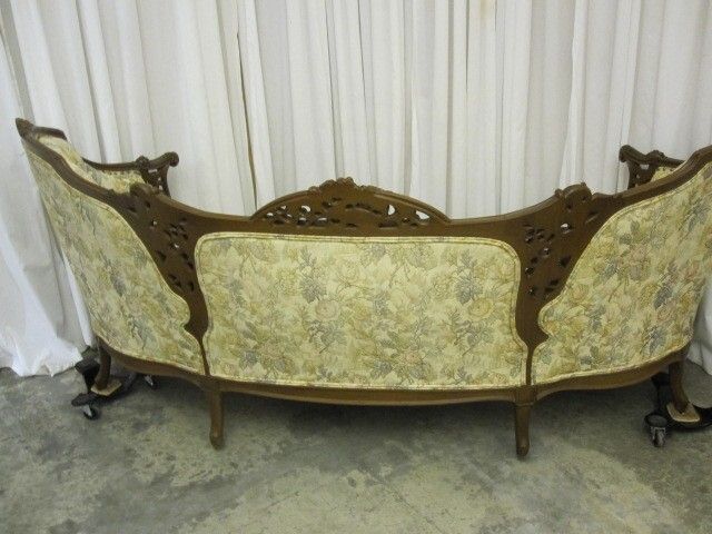 Antique Rococo Revival Style 1912 Sofa w Button Tuft Upholstery & Rosewood Frame Antique Rococo Revival Style 1912 Sofa w Button Tuft Upholstery & Rosewood Frame