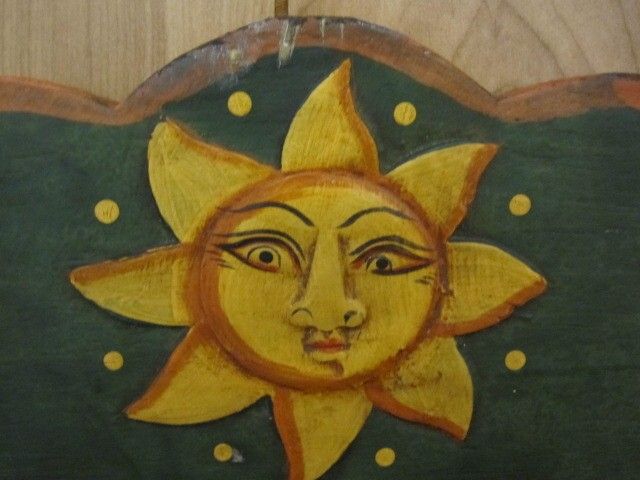 Vintage Primitive Look Norwegian Style Painted Shelf w 3 Drawers Sun Moon Vintage Primitive Look Norwegian Style Painted Shelf w 3 Drawers Sun Moon