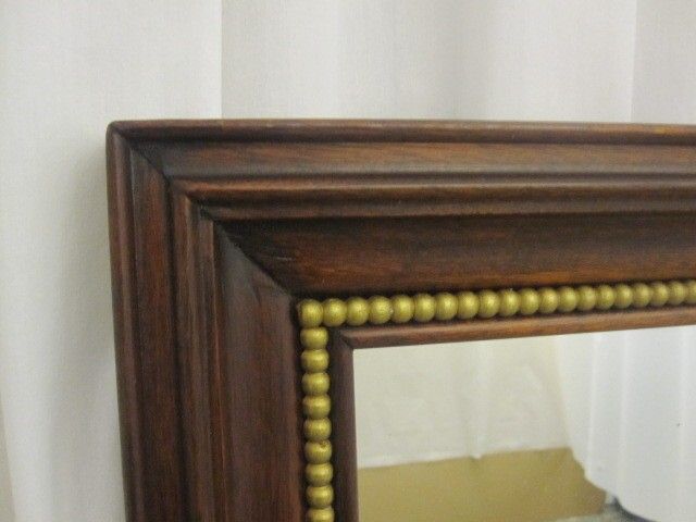 Antique Mahogany Framed Mirror w Gold Bead Trim Nice Original Condition Antique Mahogany Framed Mirror w Gold Bead Trim Nice Original Condition