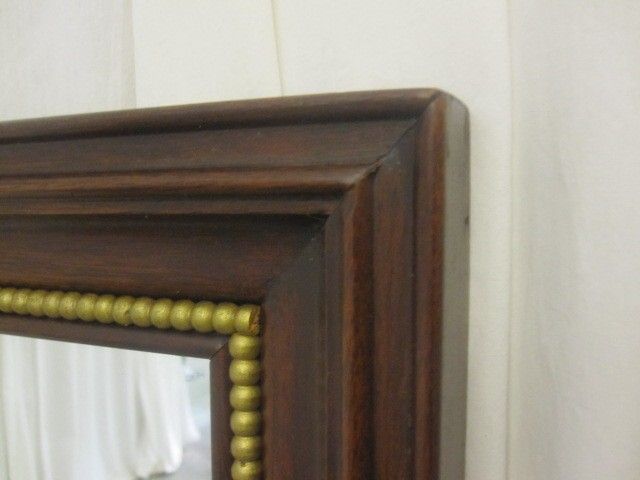 Antique Mahogany Framed Mirror w Gold Bead Trim Nice Original Condition Antique Mahogany Framed Mirror w Gold Bead Trim Nice Original Condition