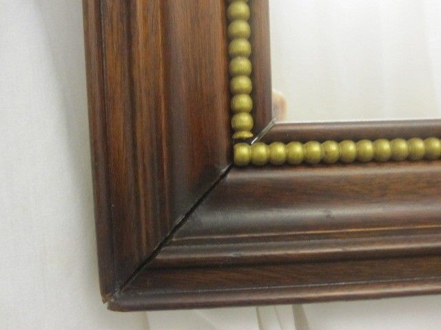 Antique Mahogany Framed Mirror w Gold Bead Trim Nice Original Condition Antique Mahogany Framed Mirror w Gold Bead Trim Nice Original Condition