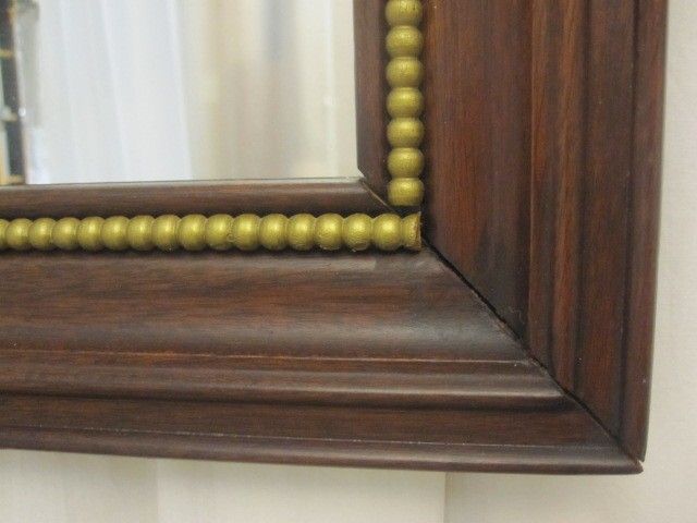 Antique Mahogany Framed Mirror w Gold Bead Trim Nice Original Condition Antique Mahogany Framed Mirror w Gold Bead Trim Nice Original Condition