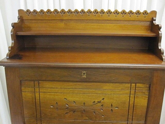Antique Oak Eastlake Drop Front Plantation Desk w Slots Antique Oak Eastlake Drop Front Plantation Desk w Slots