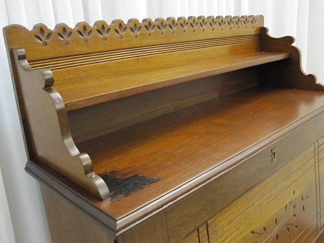 Antique Oak Eastlake Drop Front Plantation Desk w Slots Antique Oak Eastlake Drop Front Plantation Desk w Slots