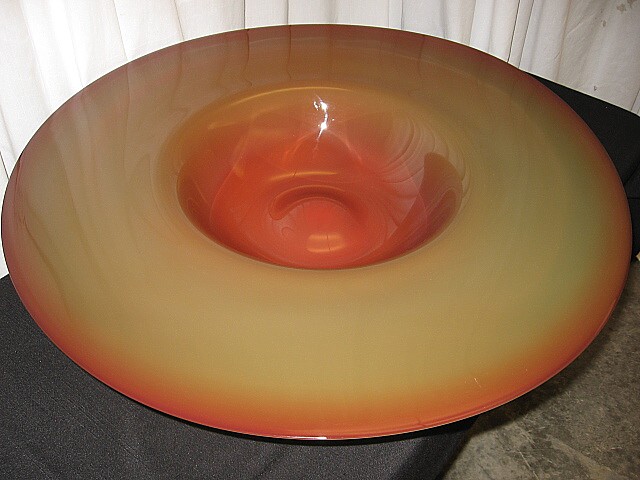 27" Large Modern Art Glass Console Bowl With Signature 27" Large Modern Art Glass Console Bowl With Signature