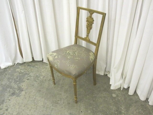 Antique Sheraton Style Vanity Chair w Draped Urn Splat & New Upholstered Seat Antique Sheraton Style Vanity Chair w Draped Urn Splat & New Upholstered Seat