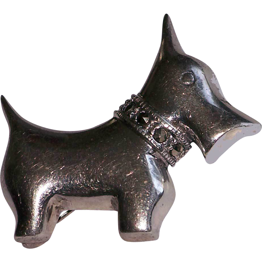 Sterling Silver Scotty Scottie Dog Pin Cut Steel Collar 925 Free USA Ship Sterling Silver Scotty Scottie Dog Pin Cut Steel Collar 925 Free USA Ship