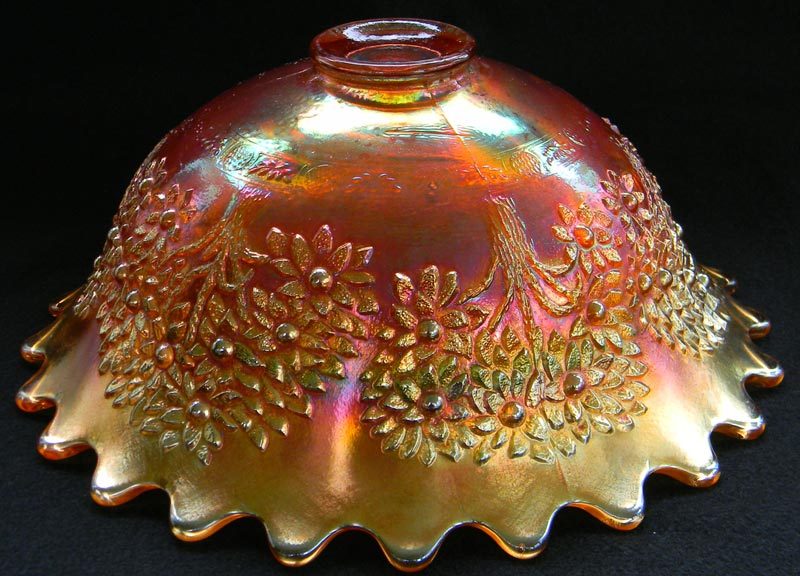 Fenton Marigold Carnival Glass Orange Tree Punch Bowl and Stand Fenton Marigold Carnival Glass Orange Tree Punch Bowl and Stand