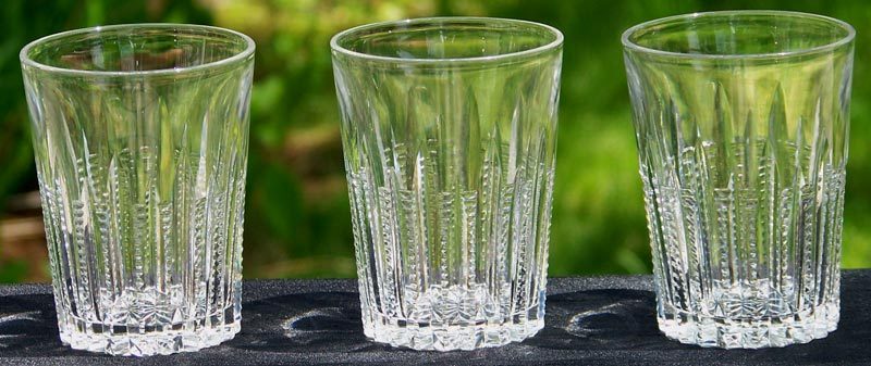 Set of 3 Libbey Prism Zipper Cut Glass Tumblers ca. 1896 Set of 3 Libbey Prism Zipper Cut Glass Tumblers ca. 1896