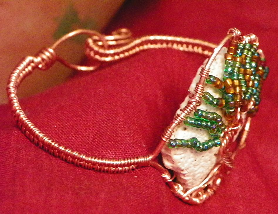 OOAK Handmade Copper Bangle Tree of Life Bracelet with Sea Shell OOAK Handmade Copper Bangle Tree of Life Bracelet with Sea Shell