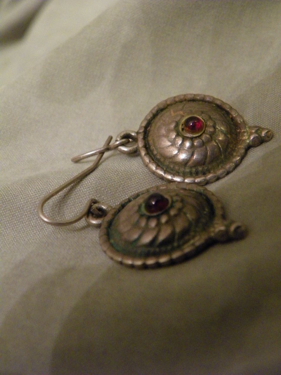 Sterling Silver Gothic Design Shield Earrings with Tiny Amethyst Stones Sterling Silver Gothic Design Shield Earrings with Tiny Amethyst Stones