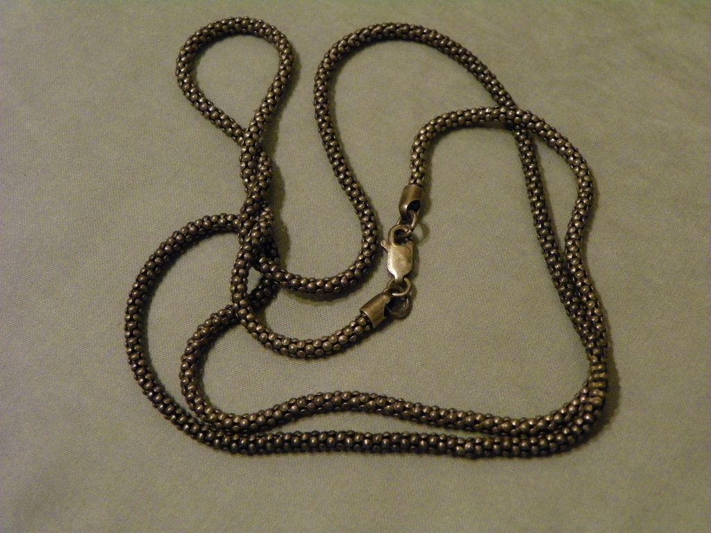 Vintage Sterling Beaded Tube or Snake like Chain marked 925 26" Necklace Vintage Sterling Beaded Tube or Snake like Chain marked 925 26" Necklace