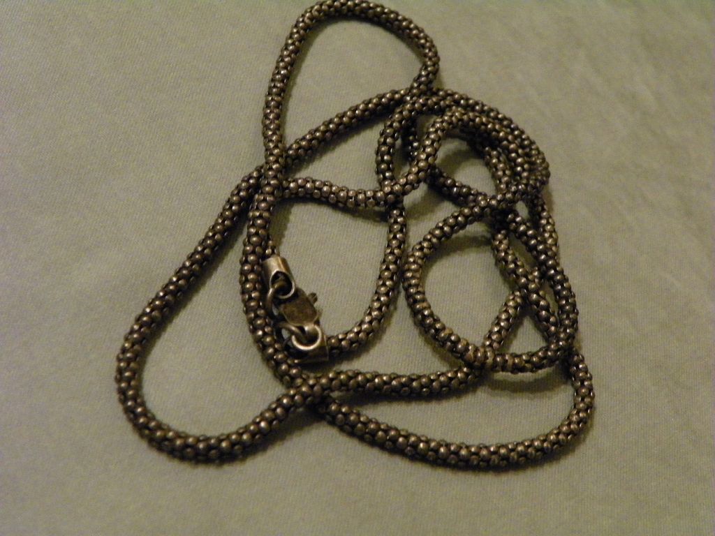 Vintage Sterling Beaded Tube or Snake like Chain marked 925 26" Necklace Vintage Sterling Beaded Tube or Snake like Chain marked 925 26" Necklace