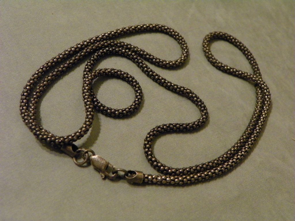 Vintage Sterling Beaded Tube or Snake like Chain marked 925 26" Necklace Vintage Sterling Beaded Tube or Snake like Chain marked 925 26" Necklace