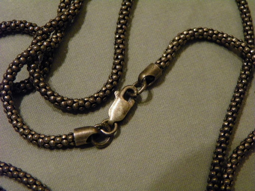 Vintage Sterling Beaded Tube or Snake like Chain marked 925 26" Necklace Vintage Sterling Beaded Tube or Snake like Chain marked 925 26" Necklace