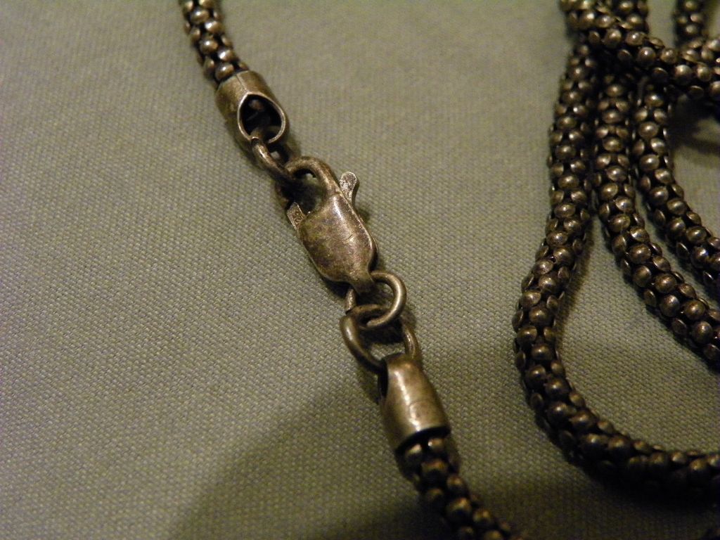 Vintage Sterling Beaded Tube or Snake like Chain marked 925 26" Necklace Vintage Sterling Beaded Tube or Snake like Chain marked 925 26" Necklace