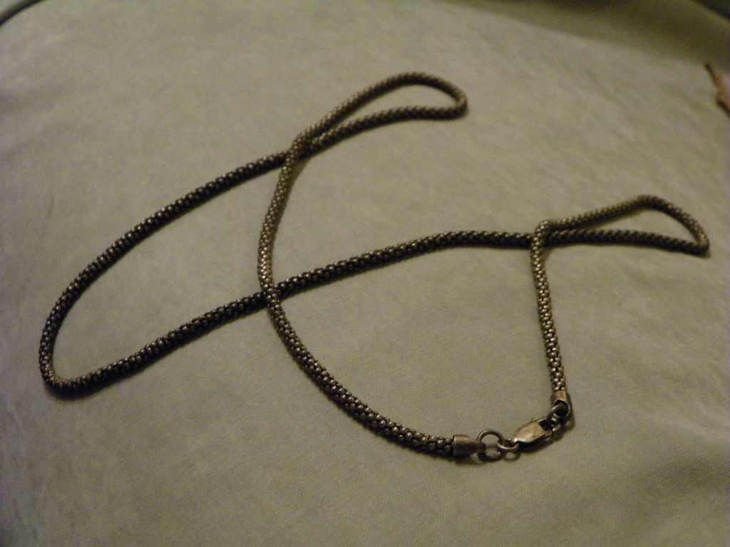 Vintage Sterling Beaded Tube or Snake like Chain marked 925 26" Necklace Vintage Sterling Beaded Tube or Snake like Chain marked 925 26" Necklace
