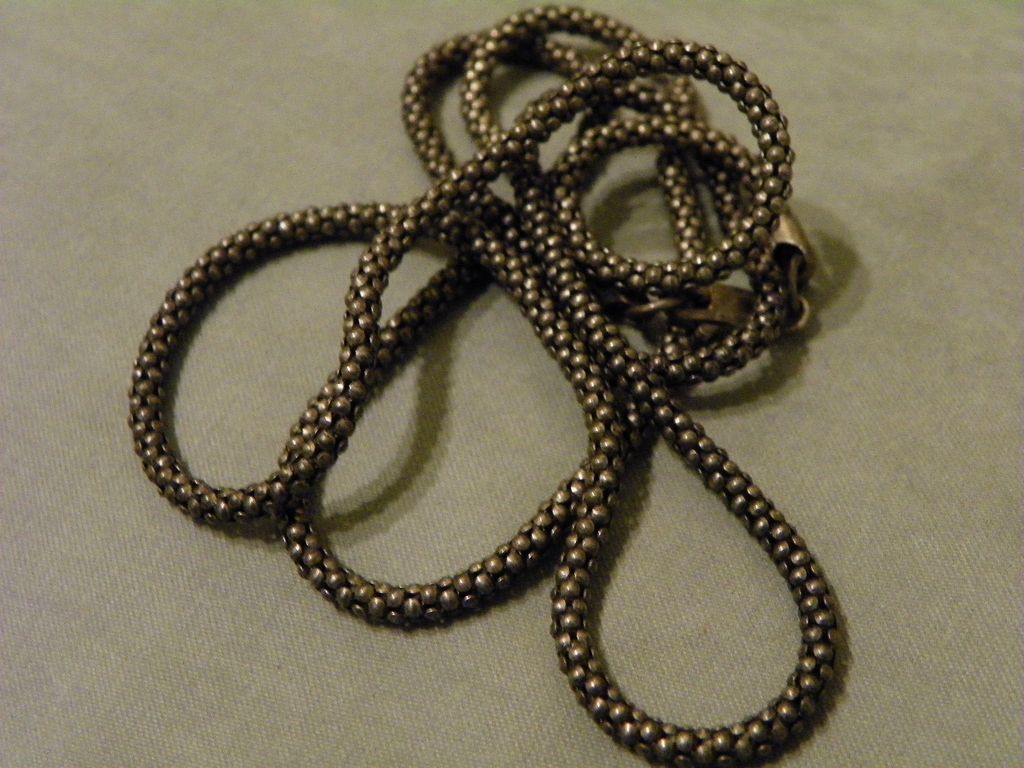 Vintage Sterling Beaded Tube or Snake like Chain marked 925 26" Necklace Vintage Sterling Beaded Tube or Snake like Chain marked 925 26" Necklace