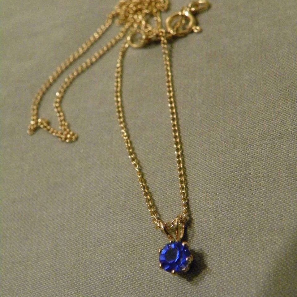 1970's Vintage B. David 14k Gold Filled Chain and Blue Stone Necklace 1970's Vintage B. David 14k Gold Filled Chain and Blue Stone Necklace