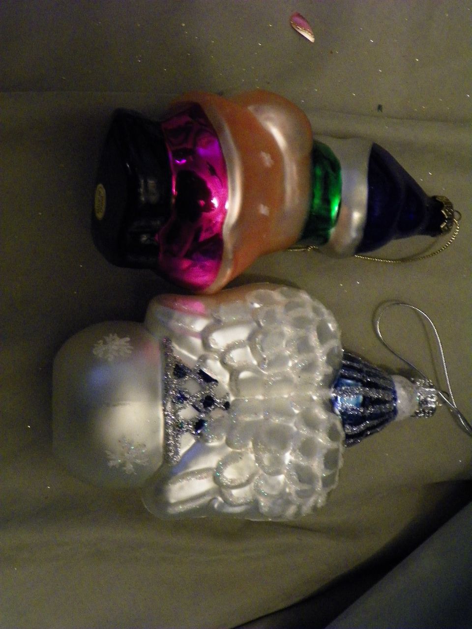 Pair of Vintage Glass Figural Christmas Ornaments Pair of Vintage Glass Figural Christmas Ornaments