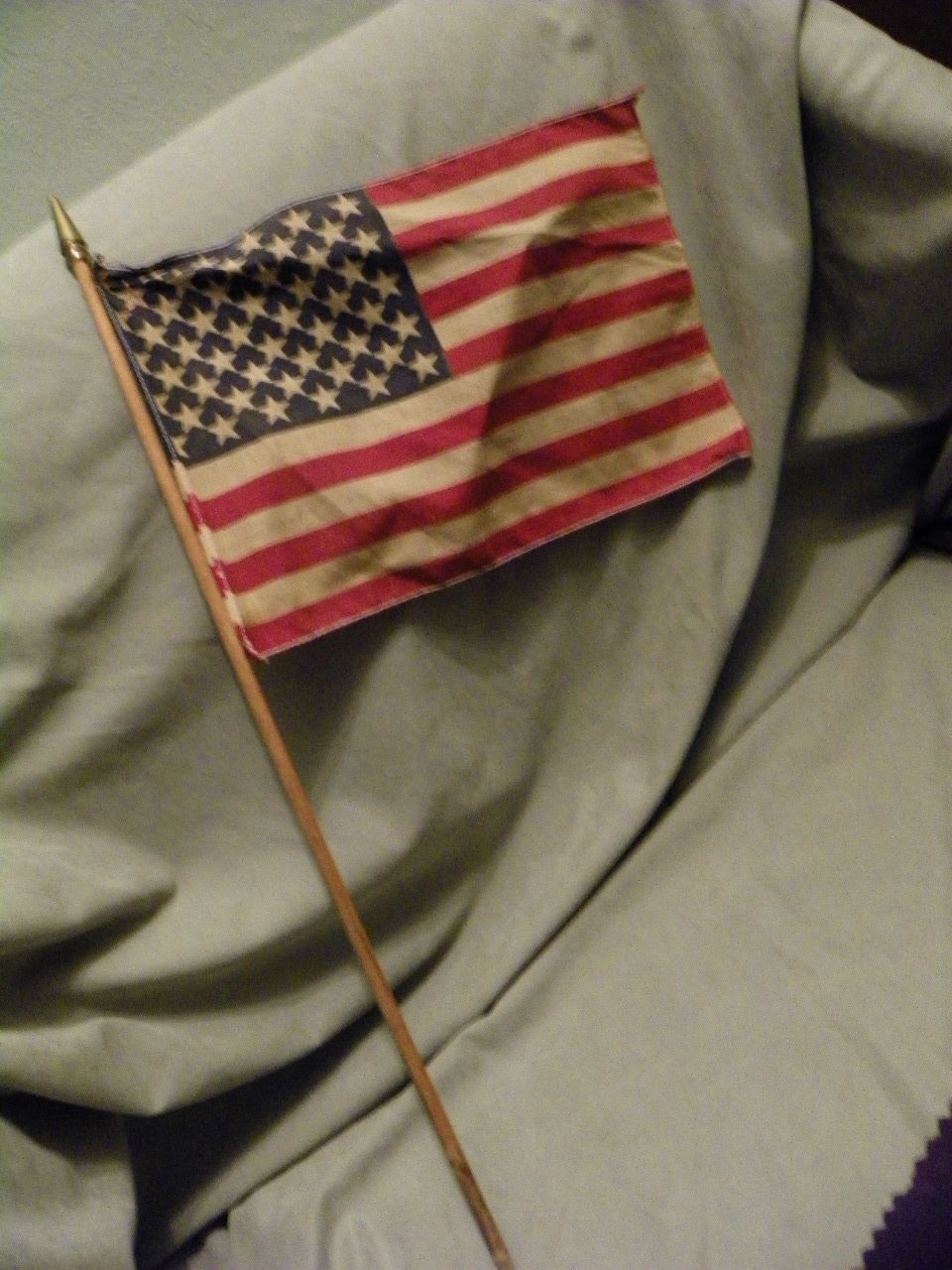 Pair of Vintage Handheld Indiana State Silk and American 50 Star Flags Pair of Vintage Handheld Indiana State Silk and American 50 Star Flags