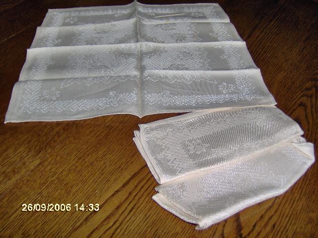 Set of 3 Damask Napkins of Cotton Rayon with Oak Leaf Design Set of 3 Damask Napkins of Cotton Rayon with Oak Leaf Design