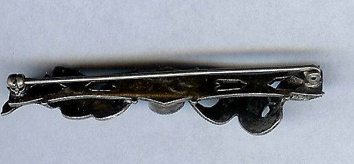 Silver Tone Marcasite Bow Pin With Blue Stone Silver Tone Marcasite Bow Pin With Blue Stone
