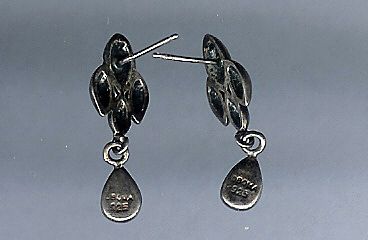 Sterling Silver and Amethyst Dangle Earrings signed Obama Sterling Silver and Amethyst Dangle Earrings signed Obama