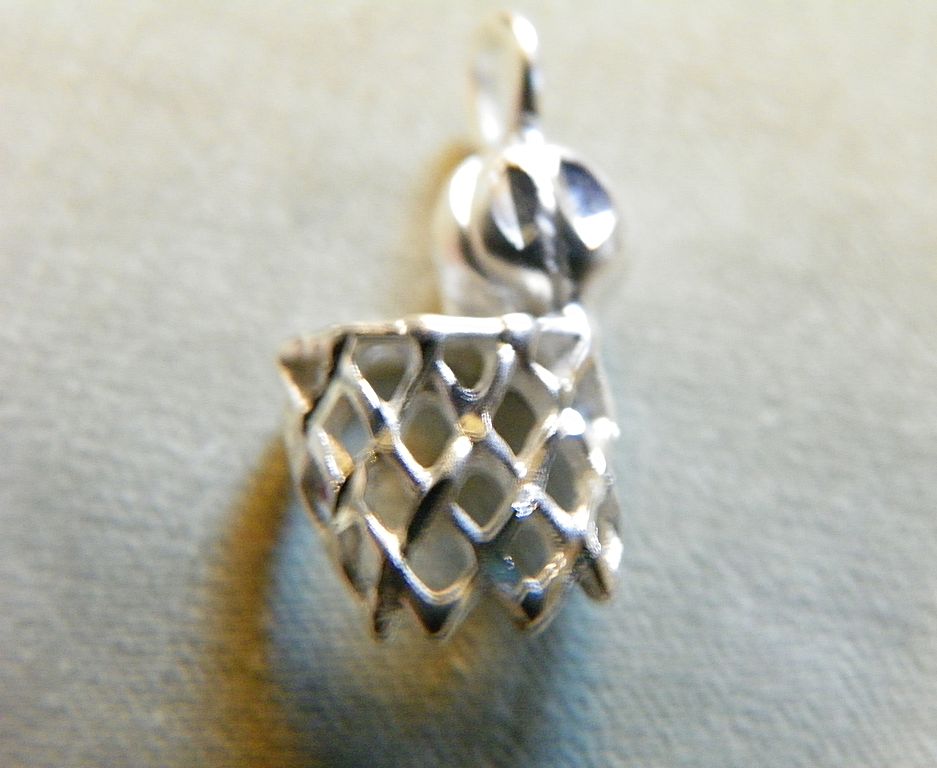 Sterling Silver Basketball and Net Charm for Charm Bracelet Sterling Silver Basketball and Net Charm for Charm Bracelet