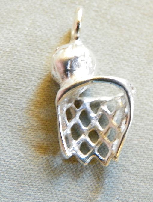 Sterling Silver Basketball and Net Charm for Charm Bracelet Sterling Silver Basketball and Net Charm for Charm Bracelet