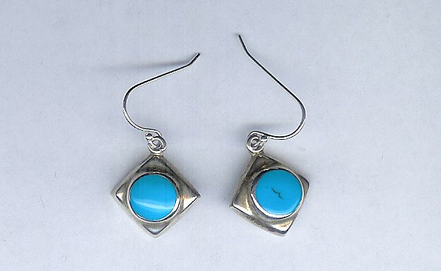 Sterling Silver and Bezel Set Larimar Pierced Earrings Sterling Silver and Bezel Set Larimar Pierced Earrings