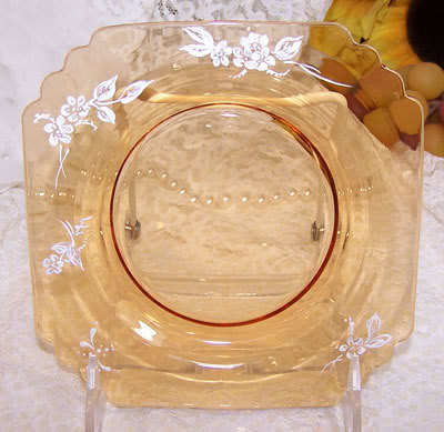 Vintage Fostoria Amber Mayfair Enameled Glass B&B Plate Vintage Fostoria Amber Mayfair Enameled Glass B&B Plate