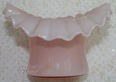 Vintage 40S Fenton Pink Rose Overlay Top Hat Glass Vase Vintage 40S Fenton Pink Rose Overlay Top Hat Glass Vase