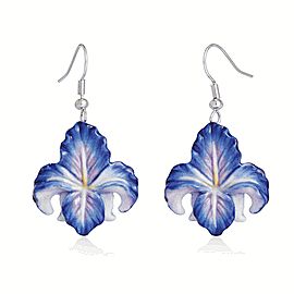 Franz Porcelain Blue Iris Flower Earrings Franz Porcelain Blue Iris Flower Earrings