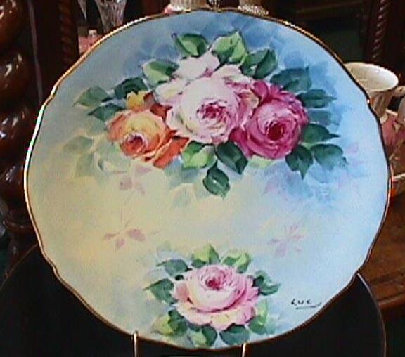 Hand Painted Limoges Plate - Lovely Roses & Gold #1 Hand Painted Limoges Plate - Lovely Roses & Gold #1