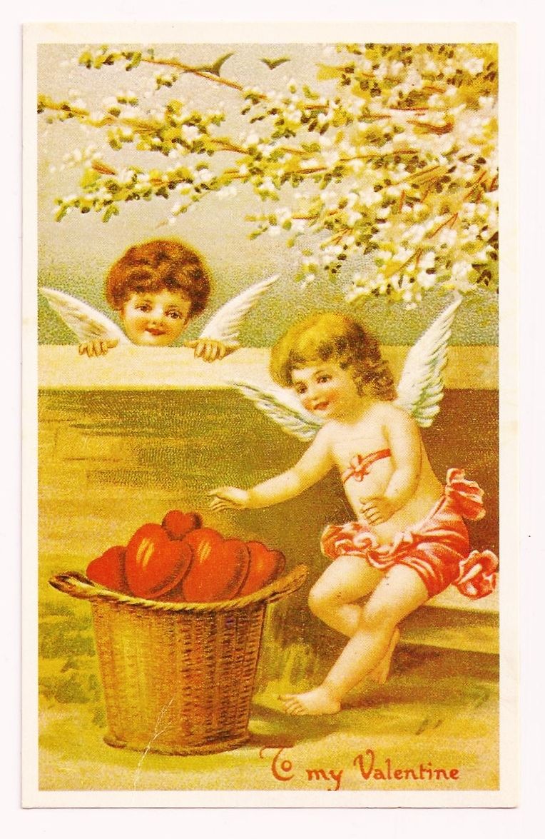 Vintage Mid 1930s Depression Era Valentine Postcard – Blonde and Red-headed Cupids – Un-posted Message Vintage Mid 1930s Depression Era Valentine Postcard – Blonde and Red-headed Cupids – Un-posted Message