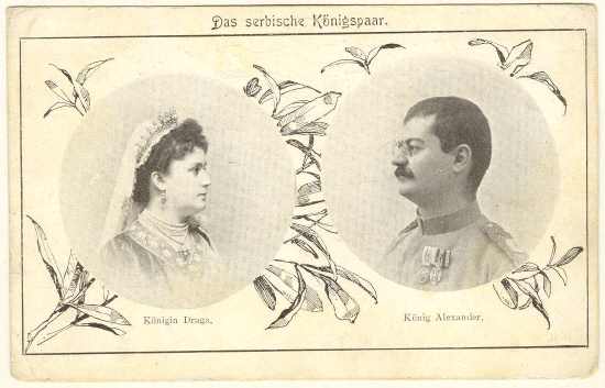 Alexander, King of Serbia and Draga, the Queen. Old Postcard Alexander, King of Serbia and Draga, the Queen. Old Postcard