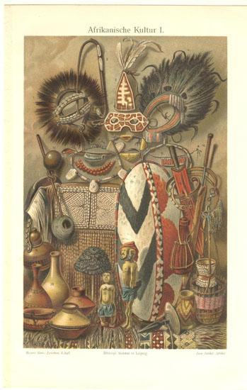 African Culture: Chromo Lithograph from 1902 African Culture: Chromo Lithograph from 1902