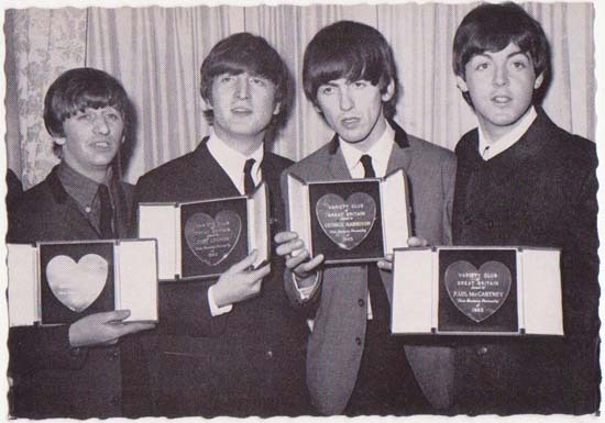 The Beatles receiving Medals: Vintage Postcard from 1963 The Beatles receiving Medals: Vintage Postcard from 1963