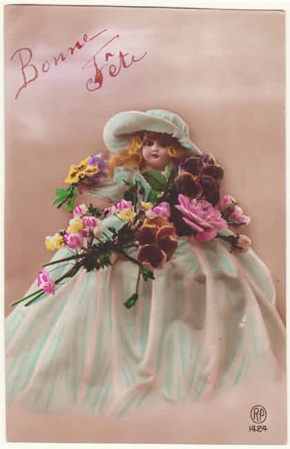 Vintage New Years Postcard with nice Doll, 1922 Vintage New Years Postcard with nice Doll, 1922