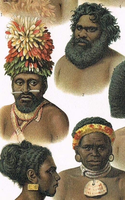 Australian Peoples: 2 Antique Lithographs from 1902 Australian Peoples: 2 Antique Lithographs from 1902