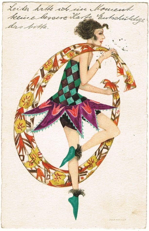 Mela Köhler Art Deco Postcard Girl with Shawl Mela Köhler Art Deco Postcard Girl with Shawl