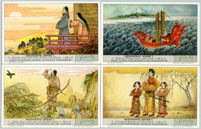 Japan / Germany: 4 decorative trading cards Japan / Germany: 4 decorative trading cards