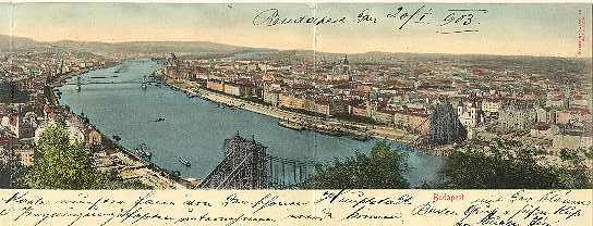 Old Hungary, Budapest: Panorama Postcard from 1903 Old Hungary, Budapest: Panorama Postcard from 1903